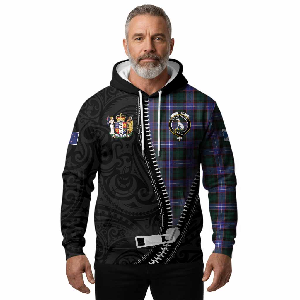 Hunter (Hunterston) Tartan Hoodie New Zealand Pattern Unique Zipper Stylized