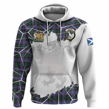 Hunter (Hunterston) Tartan Hoodie with Family Crest and Lion Rampant Grunge Style