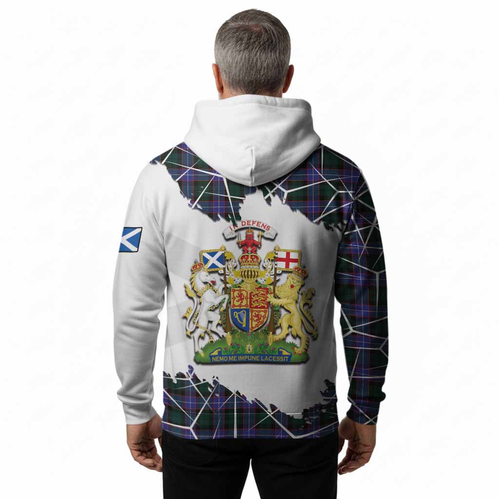 Hunter (Hunterston) Tartan Hoodie with Family Crest and Lion Rampant Grunge Style