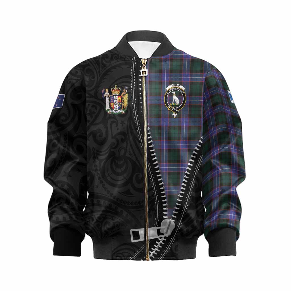 Hunter (Hunterston) Tartan Kid Bomber Jacket New Zealand Pattern Unique Zipper Stylized