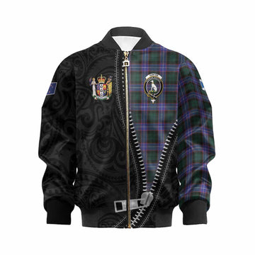 Hunter (Hunterston) Tartan Kid Bomber Jacket New Zealand Pattern Unique Zipper Stylized