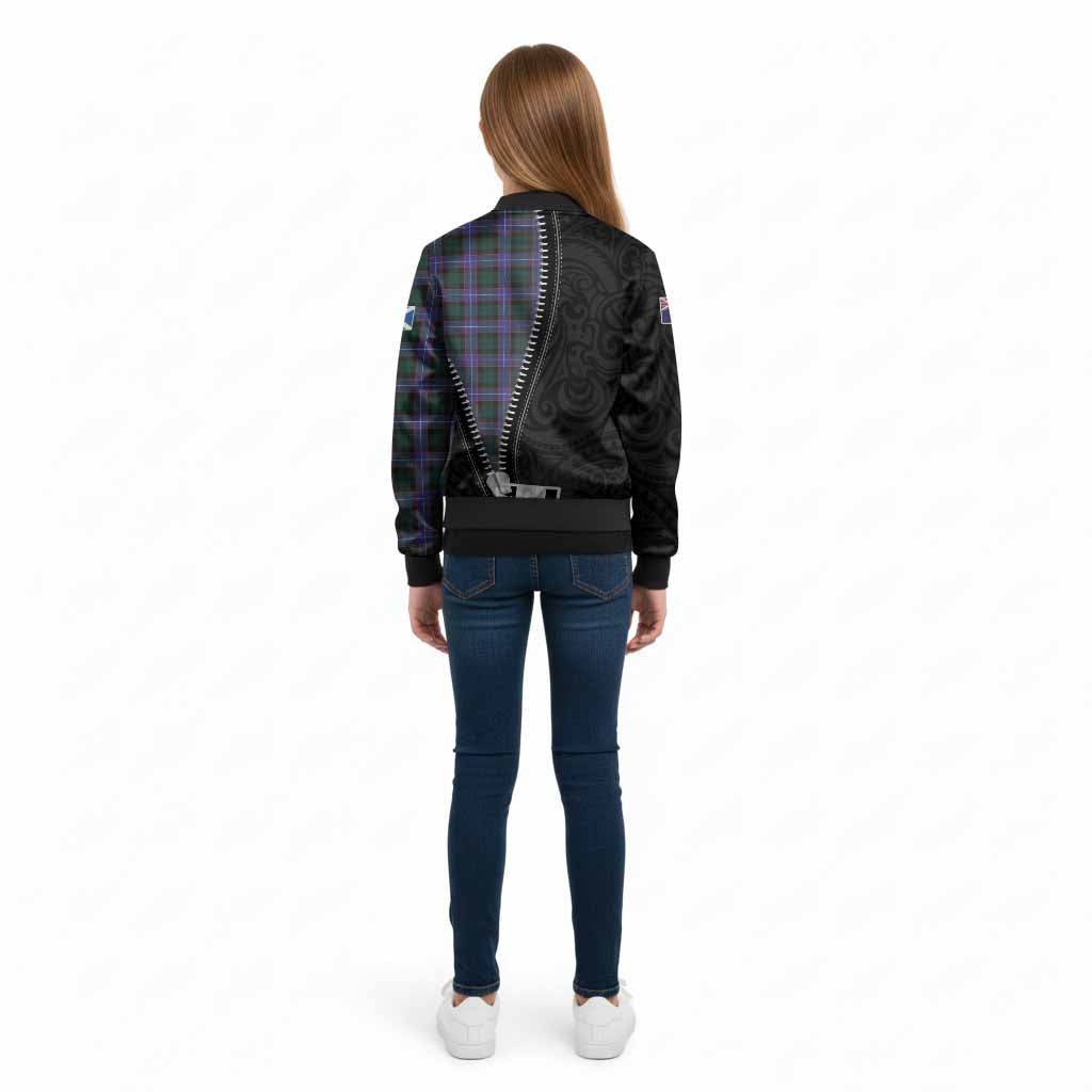 Hunter (Hunterston) Tartan Kid Bomber Jacket New Zealand Pattern Unique Zipper Stylized