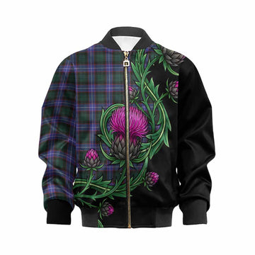 Hunter (Hunterston) Tartan Kid Bomber Jacket Resilient Scottish Thistle Kid XS - Tartan Vibes Clothing