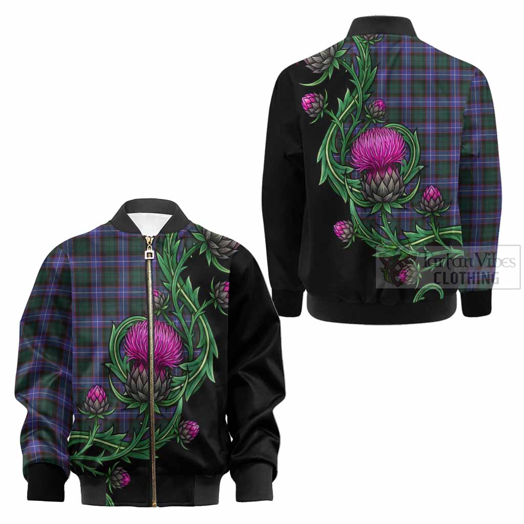 Hunter (Hunterston) Tartan Kid Bomber Jacket Resilient Scottish Thistle - Tartan Vibes Clothing