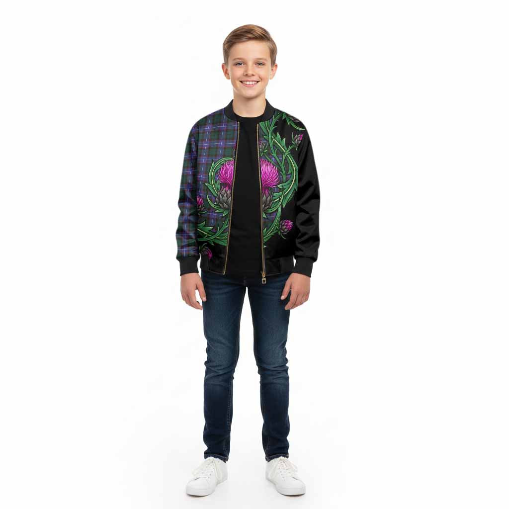 Hunter (Hunterston) Tartan Kid Bomber Jacket Resilient Scottish Thistle - Tartan Vibes Clothing
