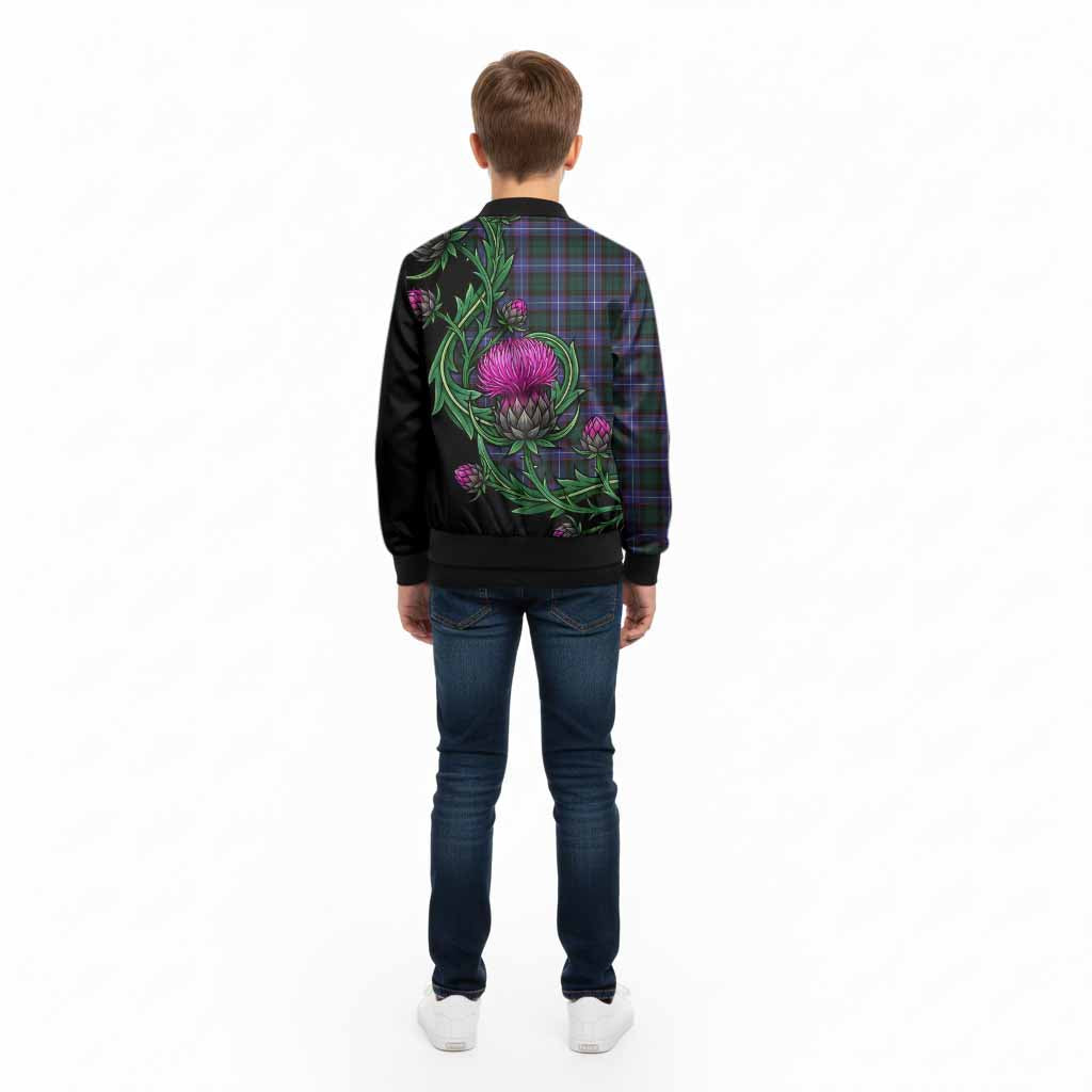 Hunter (Hunterston) Tartan Kid Bomber Jacket Resilient Scottish Thistle - Tartan Vibes Clothing