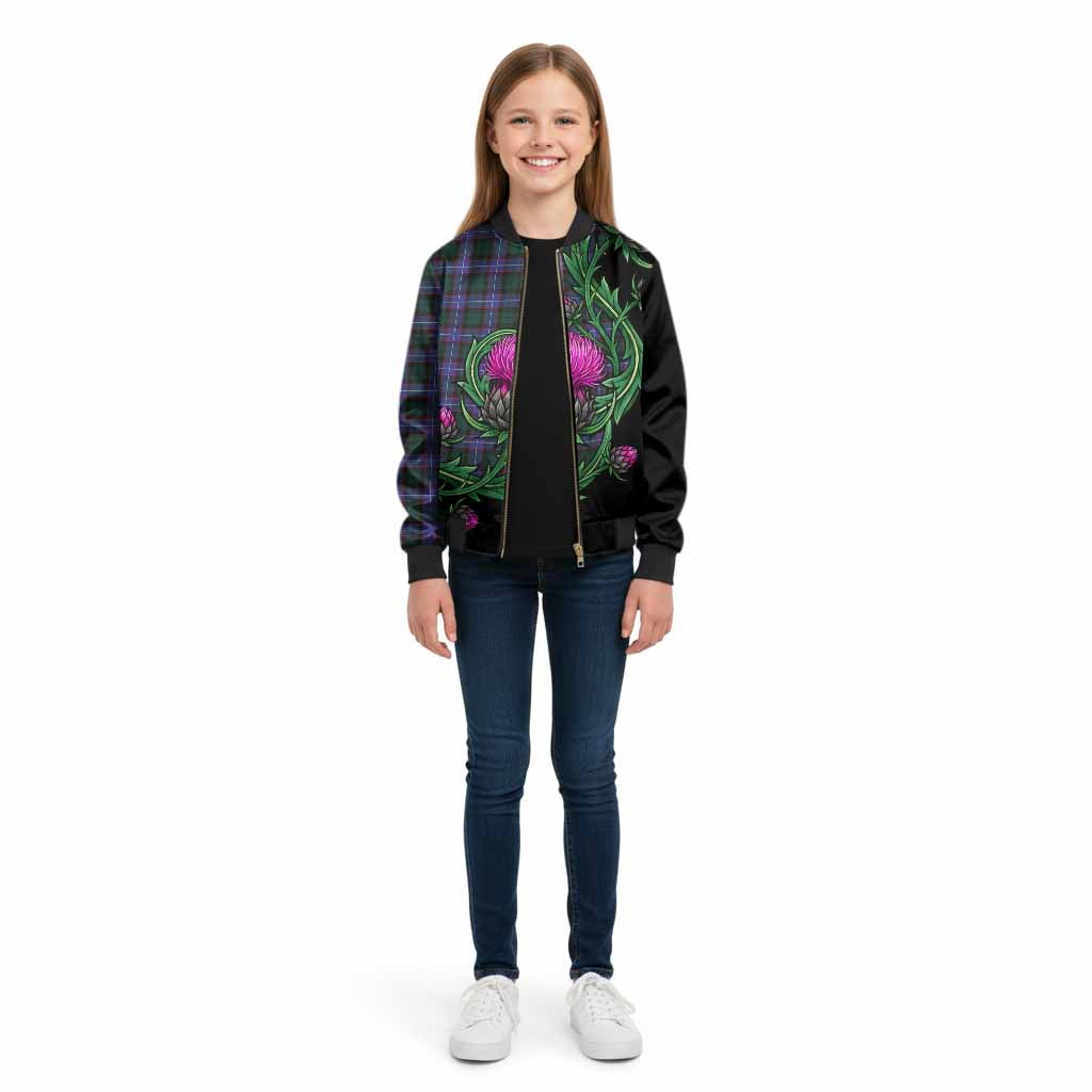 Hunter (Hunterston) Tartan Kid Bomber Jacket Resilient Scottish Thistle - Tartan Vibes Clothing