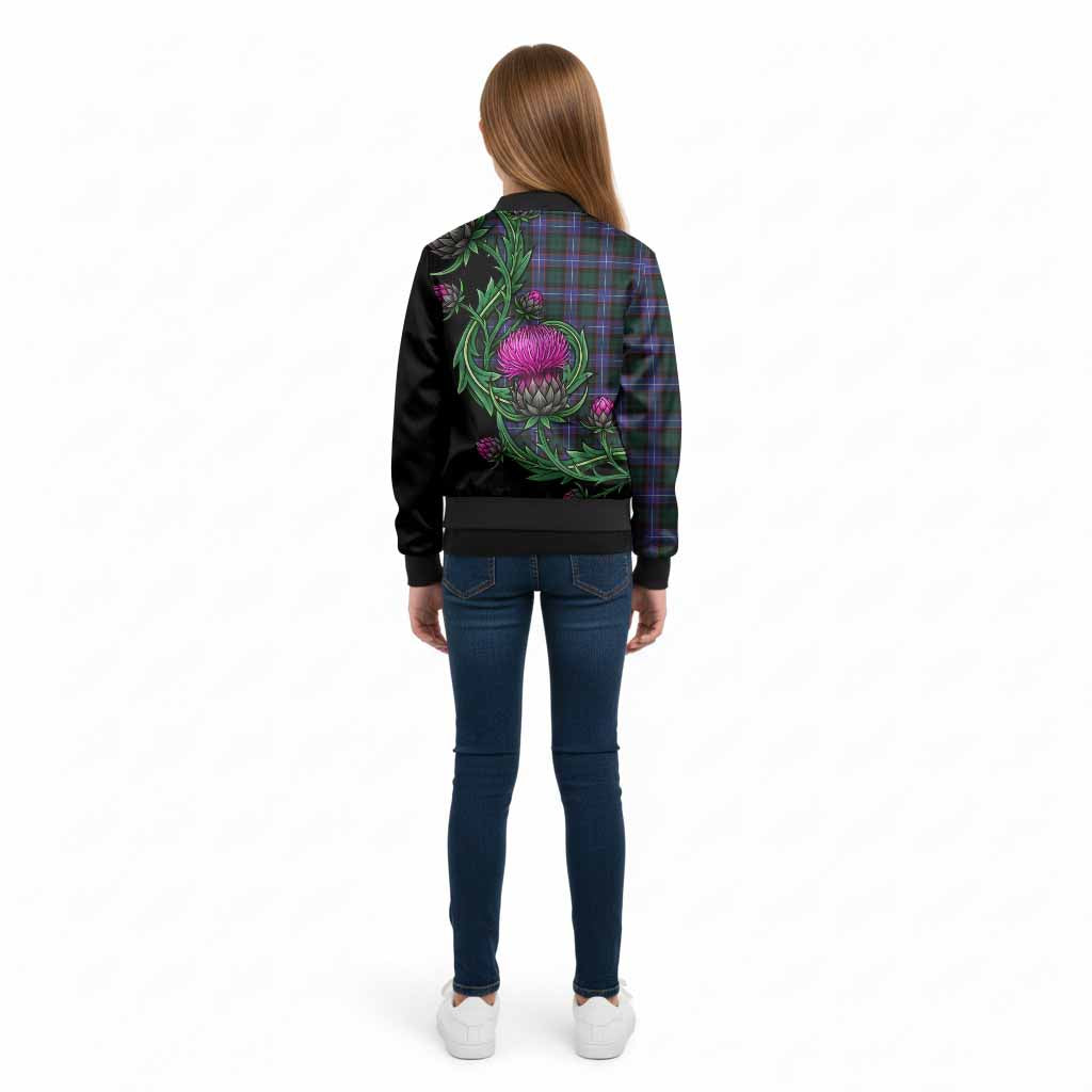 Hunter (Hunterston) Tartan Kid Bomber Jacket Resilient Scottish Thistle - Tartan Vibes Clothing