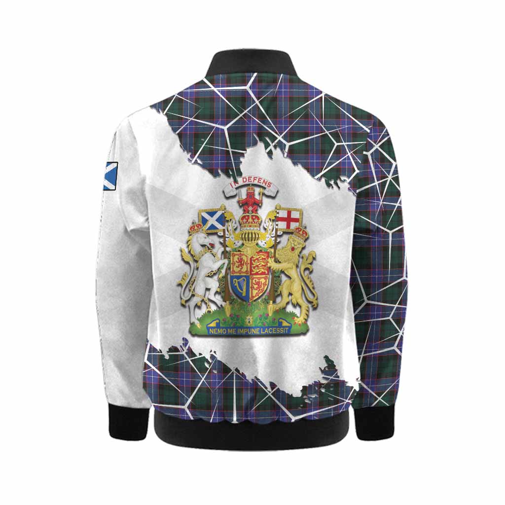 Hunter (Hunterston) Tartan Kid Bomber Jacket with Family Crest and Lion Rampant Grunge Style