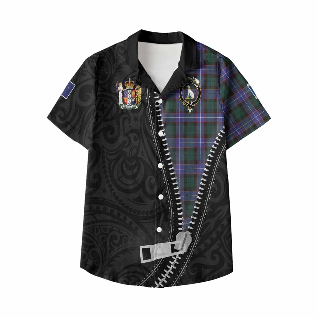 Hunter (Hunterston) Tartan Kid Hawaiian Shirt New Zealand Pattern Unique Zipper Stylized