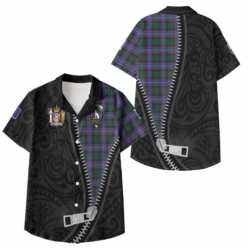 Hunter (Hunterston) Tartan Kid Hawaiian Shirt New Zealand Pattern Unique Zipper Stylized