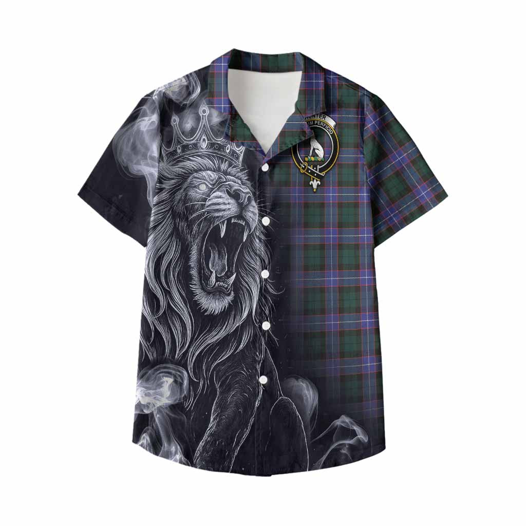 Hunter (Hunterston) Tartan Kid Hawaiian Shirt Roaring Lion Heritage