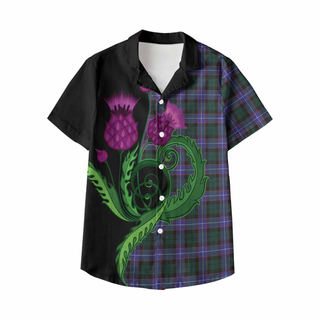 Hunter (Hunterston) Tartan Kid Hawaiian Shirt Traditional Scottish Thistle