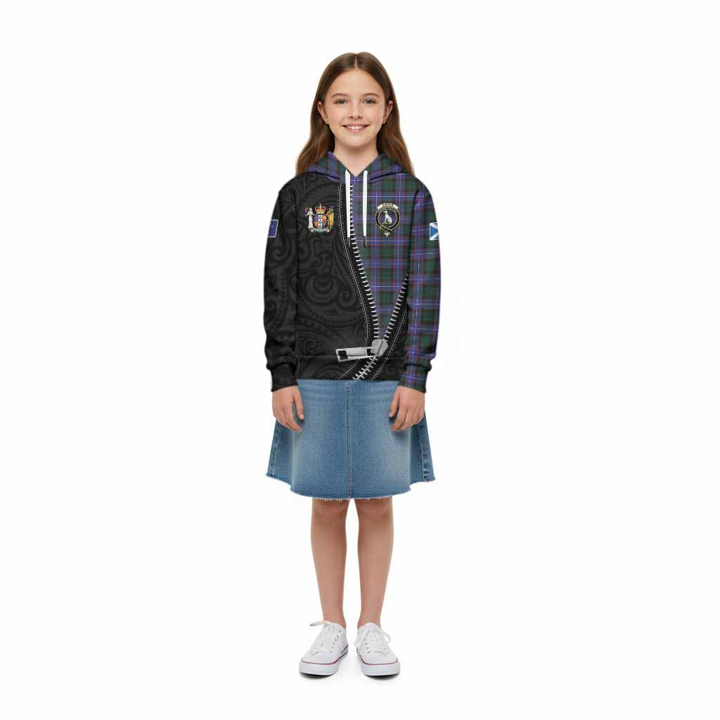 Hunter (Hunterston) Tartan Kid Hoodie New Zealand Pattern Unique Zipper Stylized