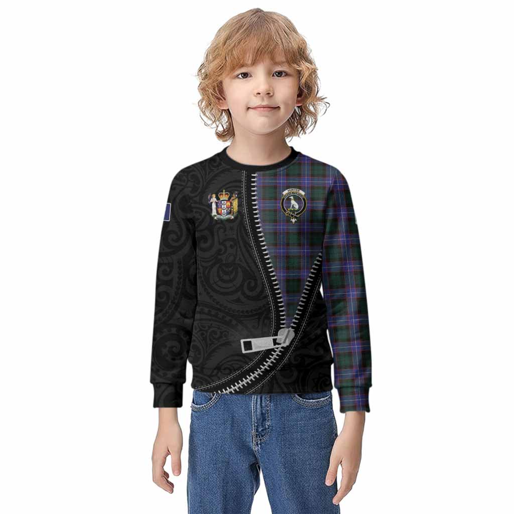 Hunter (Hunterston) Tartan Kid Knitted Sweatshirt New Zealand Pattern Unique Zipper Stylized