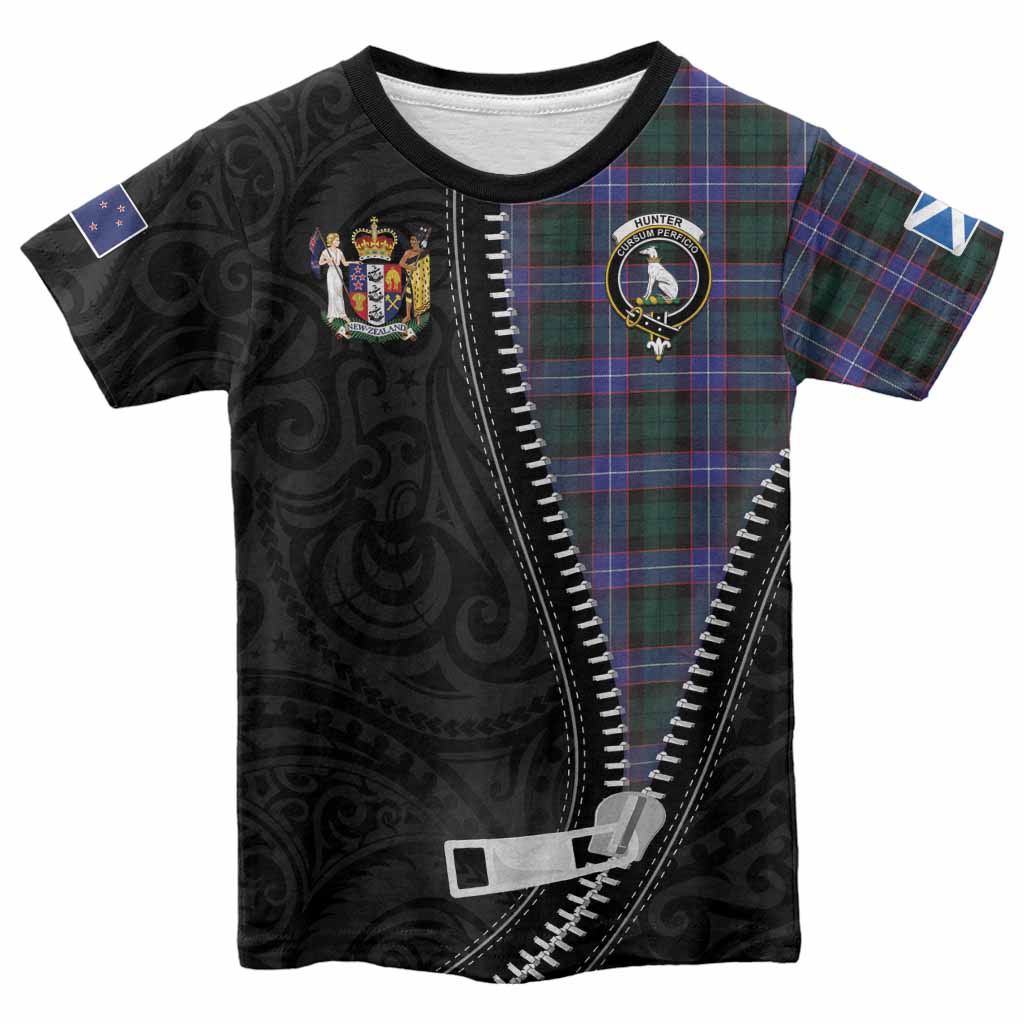 Hunter (Hunterston) Tartan Kid T-shirt New Zealand Pattern Unique Zipper Stylized