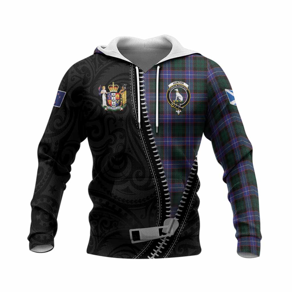 Hunter (Hunterston) Tartan Knitted Hoodie New Zealand Pattern Unique Zipper Stylized