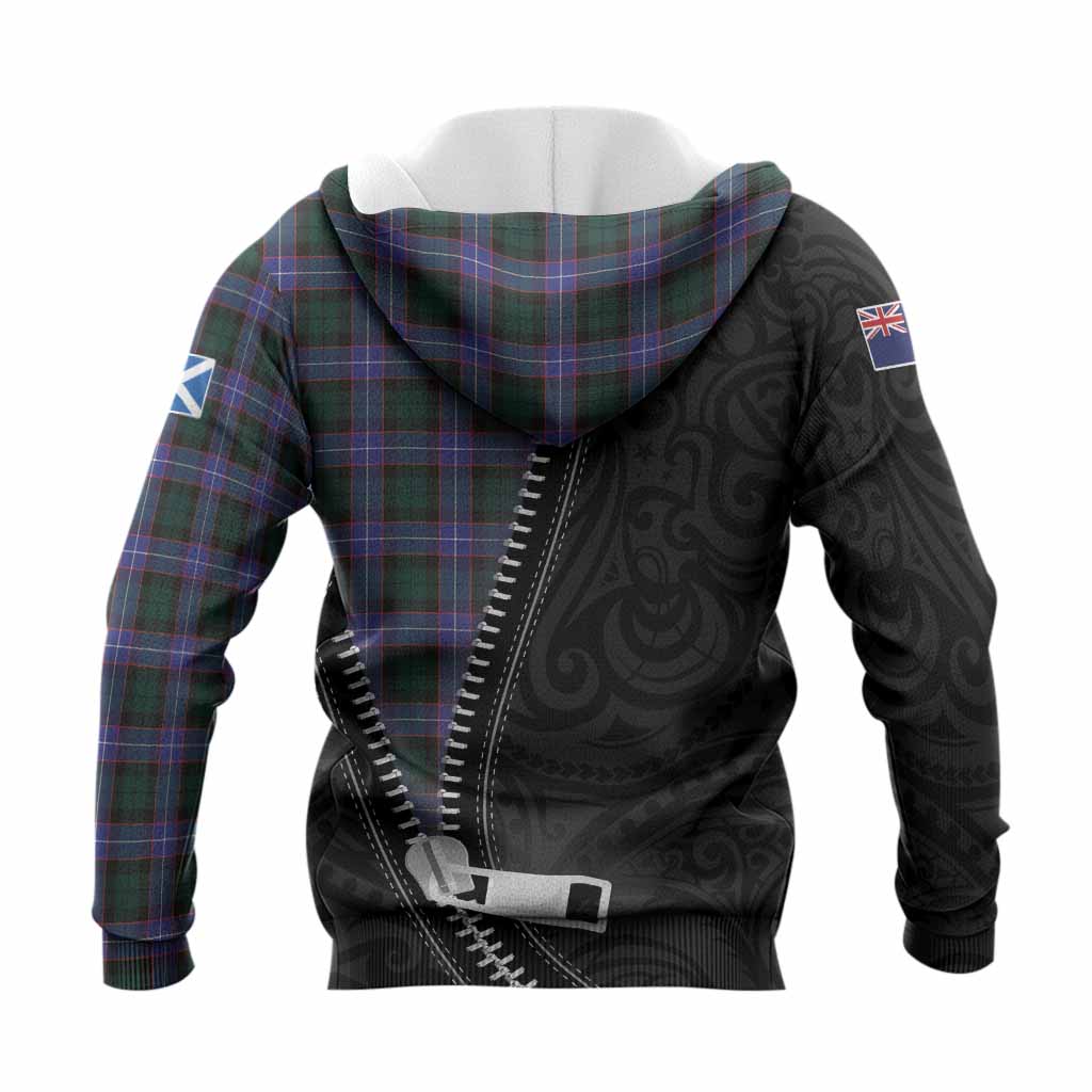 Hunter (Hunterston) Tartan Knitted Hoodie New Zealand Pattern Unique Zipper Stylized