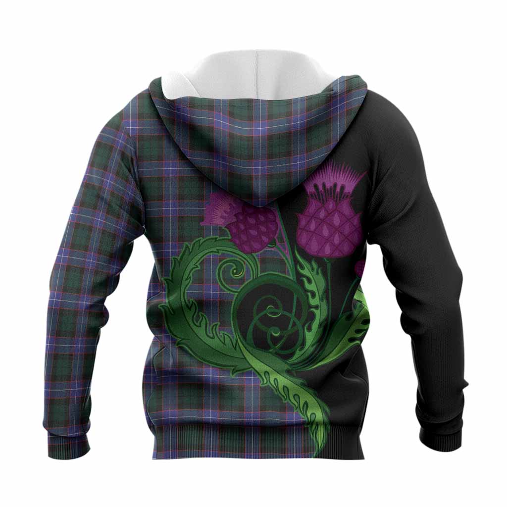 Hunter (Hunterston) Tartan Knitted Hoodie Traditional Scottish Thistle
