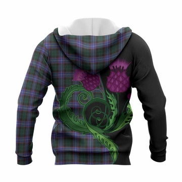 Hunter (Hunterston) Tartan Knitted Hoodie Traditional Scottish Thistle