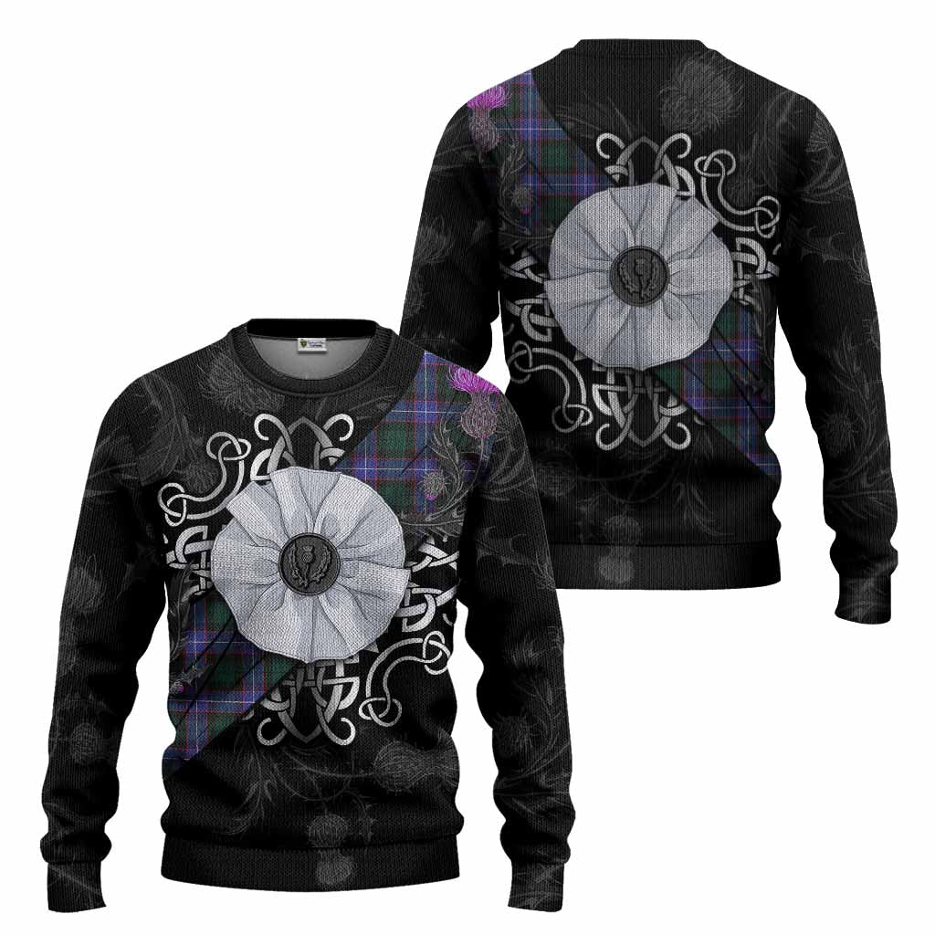 Hunter (Hunterston) Tartan Knitted Sweater Jacobite White Rose - Tartan Vibes Clothing