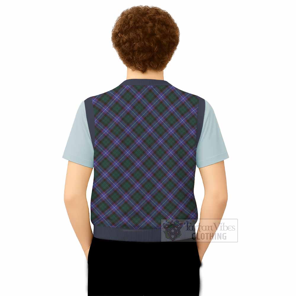 Hunter (Hunterston) Tartan  Knitted V-Neck Vest Cross Style