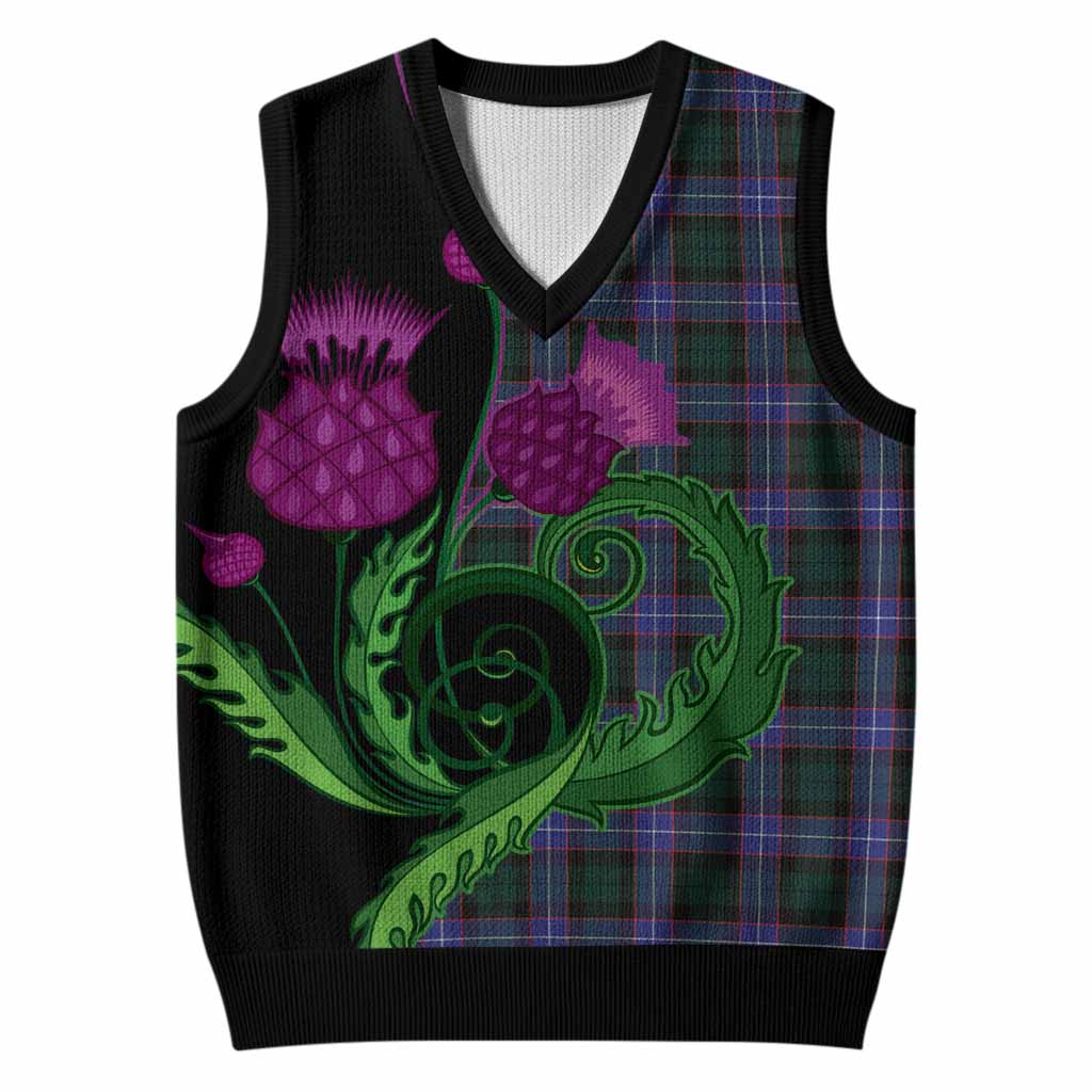 Hunter (Hunterston) Tartan Knitted V-Neck Vest Traditional Scottish Thistle