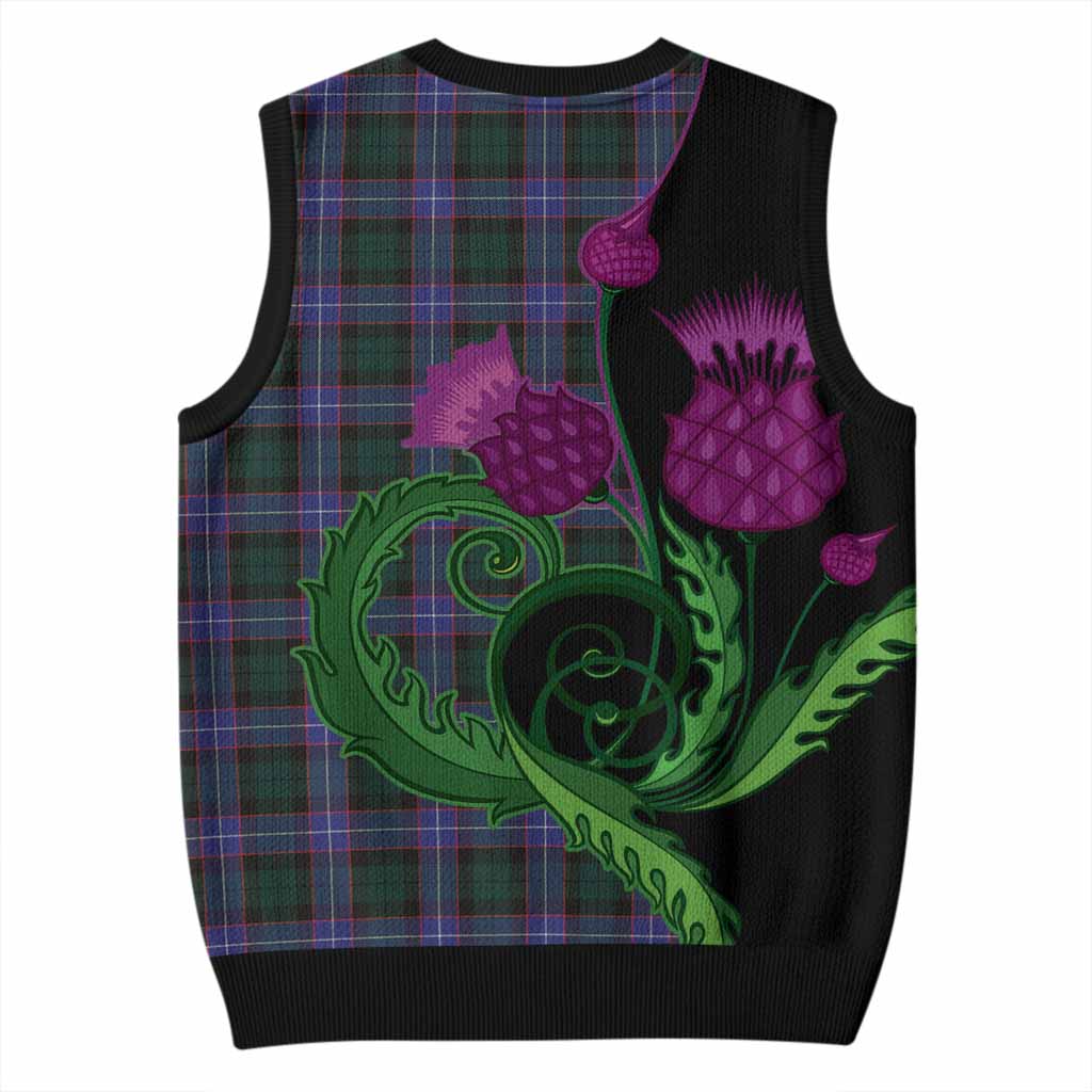 Hunter (Hunterston) Tartan Knitted V-Neck Vest Traditional Scottish Thistle