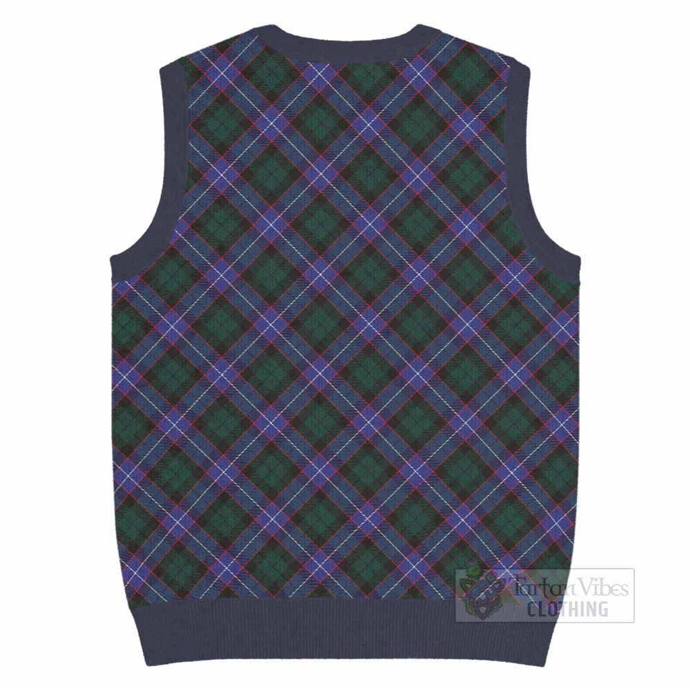 Hunter (Hunterston) Tartan Knitted V-Neck Vest with Family Crest Cross Style