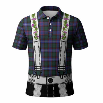 Hunter (Hunterston) Tartan Lederhosen Costume Polo Shirt Scotland Thistle Floral