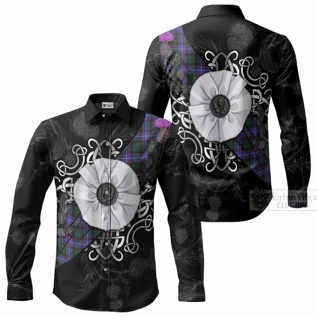 Hunter (Hunterston) Tartan Long Sleeve Button Shirts Jacobite White Rose Men's Shirt - Tartan Vibes Clothing