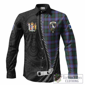 Hunter (Hunterston) Tartan Long Sleeve Button Shirts New Zealand Pattern Unique Zipper Stylized