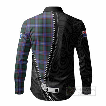 Hunter (Hunterston) Tartan Long Sleeve Button Shirts New Zealand Pattern Unique Zipper Stylized