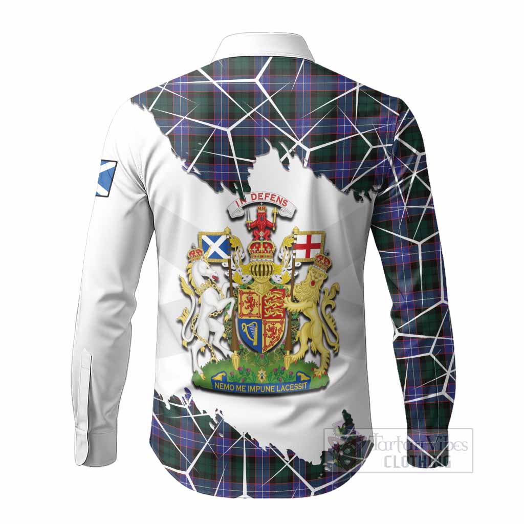 Hunter (Hunterston) Tartan Long Sleeve Button Shirts with Family Crest and Lion Rampant Grunge Style