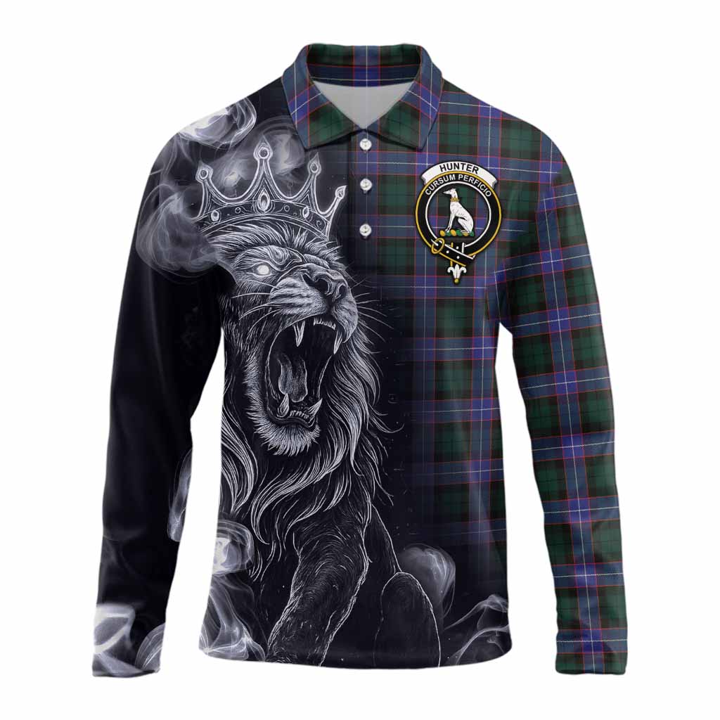 Hunter (Hunterston) Tartan Long Sleeve Polo Shirt Roaring Lion Heritage