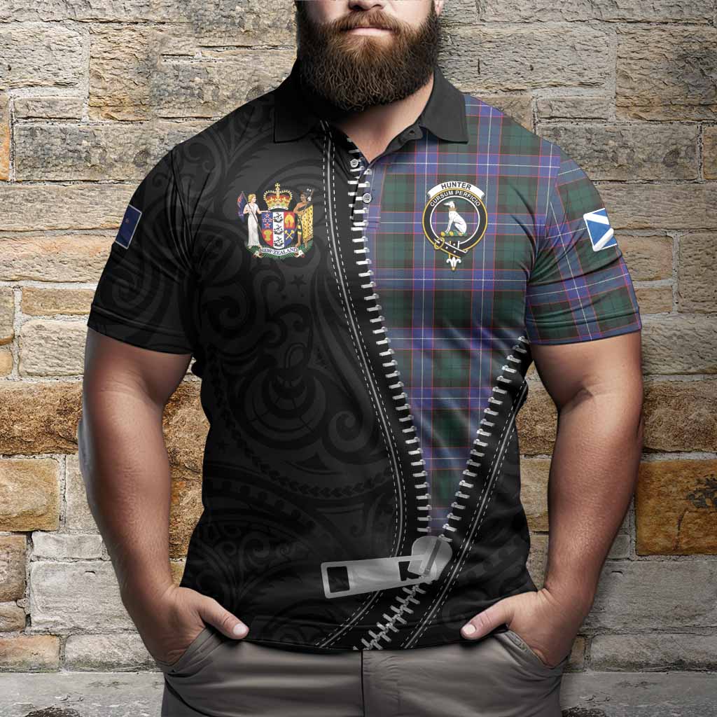 Hunter (Hunterston) Tartan Polo Shirt New Zealand Pattern Unique Zipper Stylized