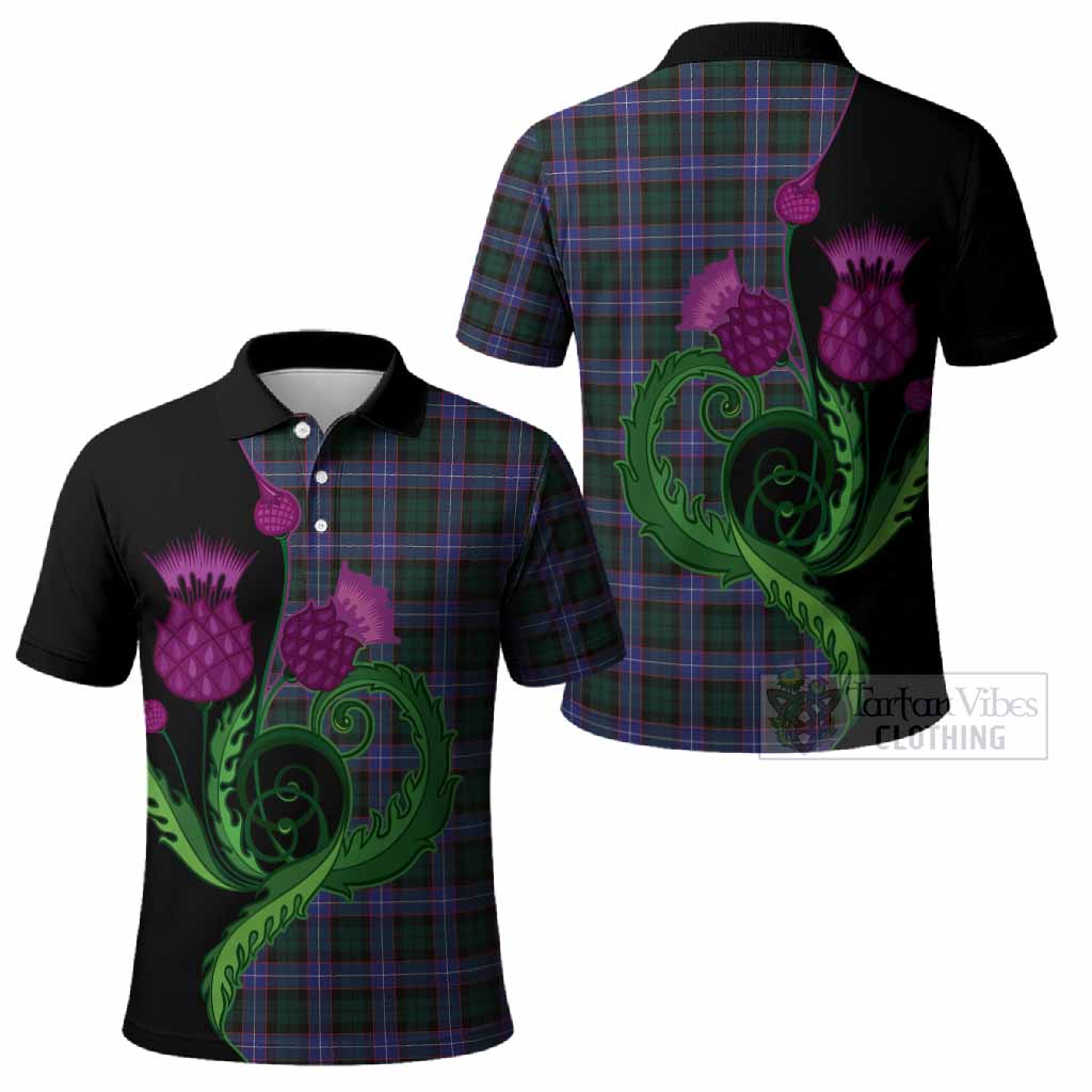 Hunter (Hunterston) Tartan Polo Shirt Traditional Scottish Thistle