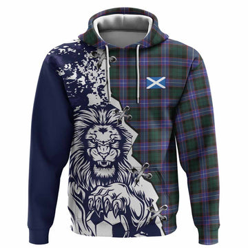 Hunter (Hunterston) Tartan Scottish Hoodie Angry Lion With Soccer Ball Style