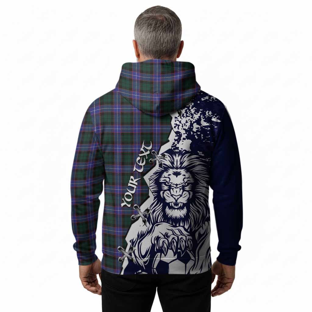 Hunter (Hunterston) Tartan Scottish Hoodie Angry Lion With Soccer Ball Style