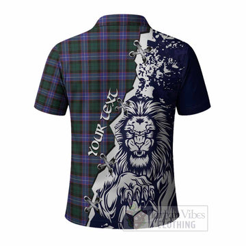 Hunter (Hunterston) Tartan Scottish Polo Shirt Angry Lion With Soccer Ball Style