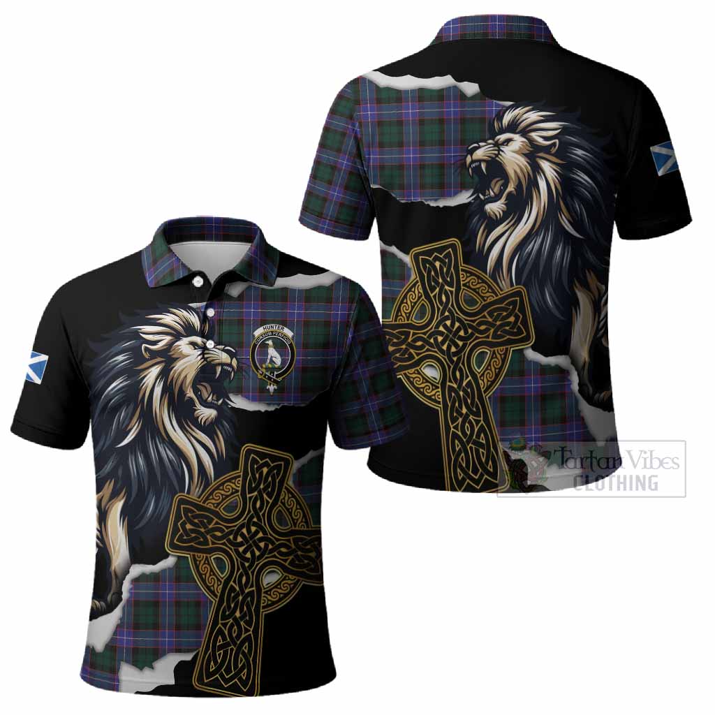 Hunter (Hunterston) Tartan Scottish Polo Shirt Lion Celtic Heritage