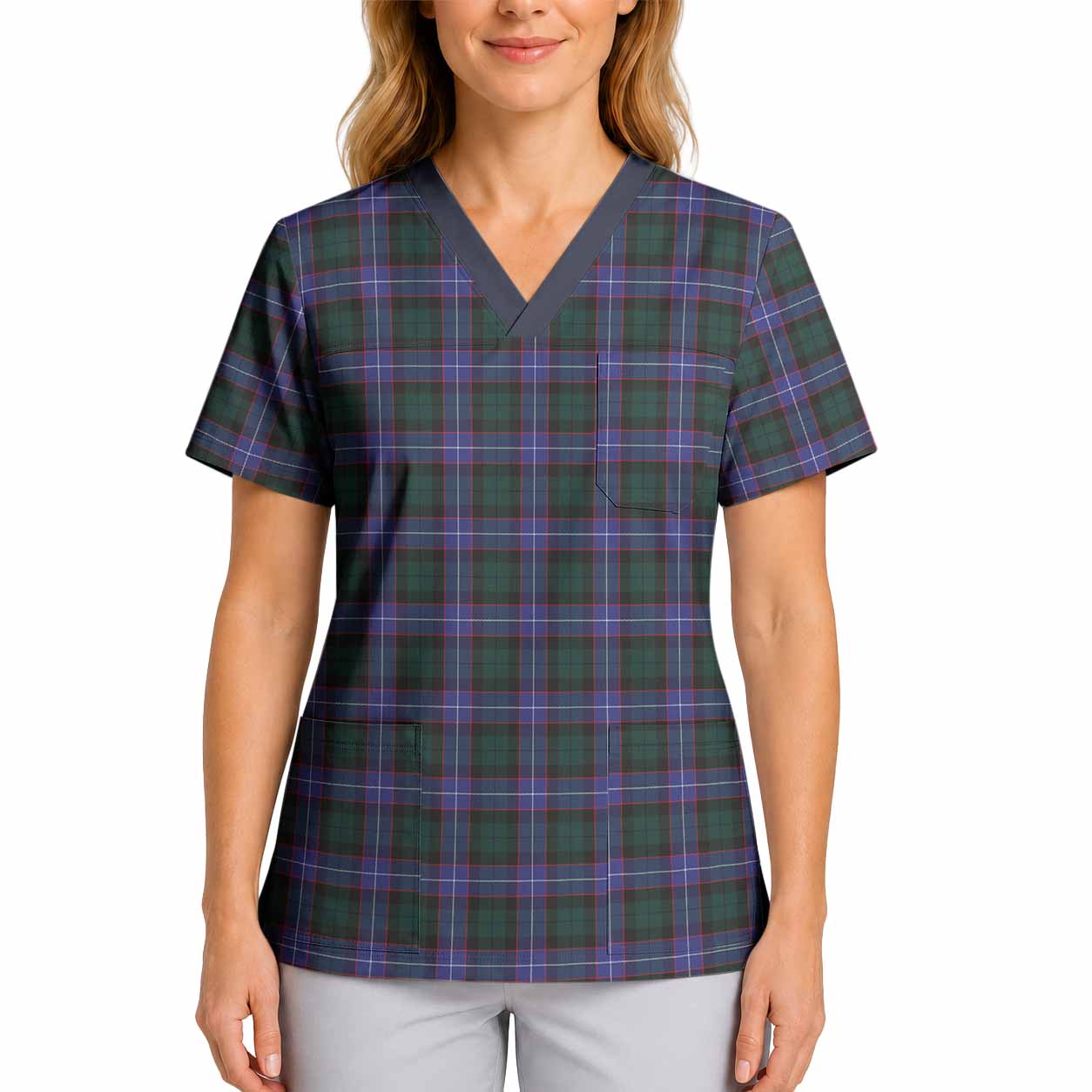 Hunter (Hunterston) Tartan Scrub Top 4XL - Tartan Vibes Clothing
