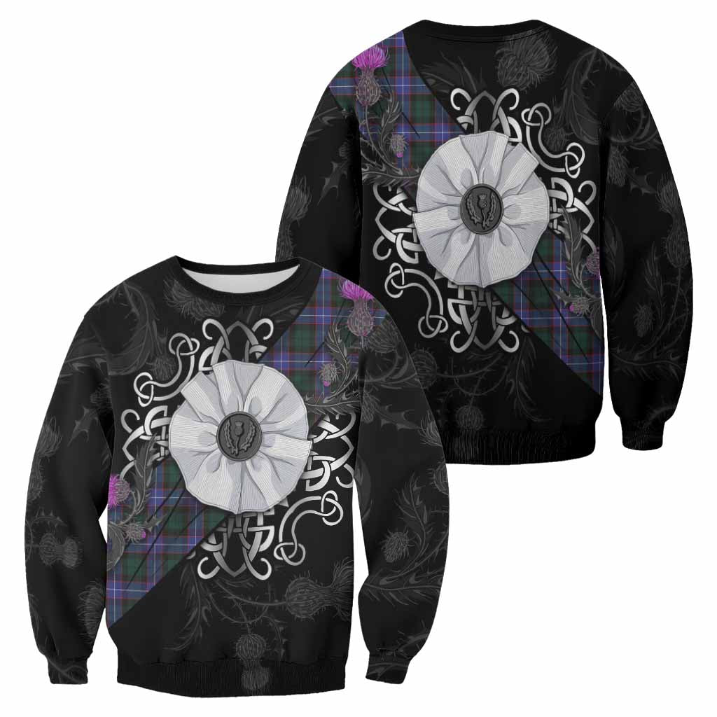 Hunter (Hunterston) Tartan Sweatshirt Jacobite White Rose - Tartan Vibes Clothing