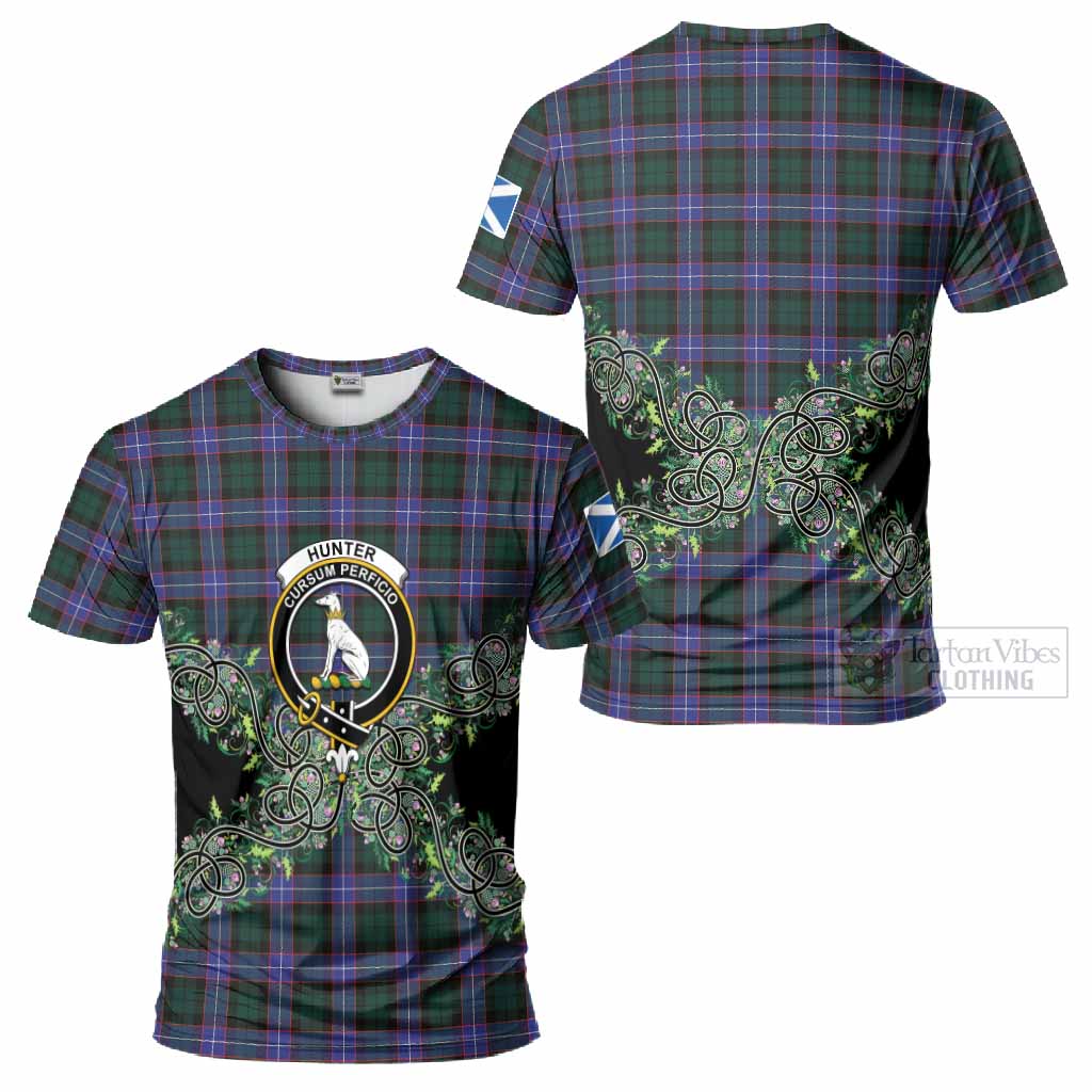 Hunter (Hunterston) Tartan T-Shirt Thistle Scottish Spirit