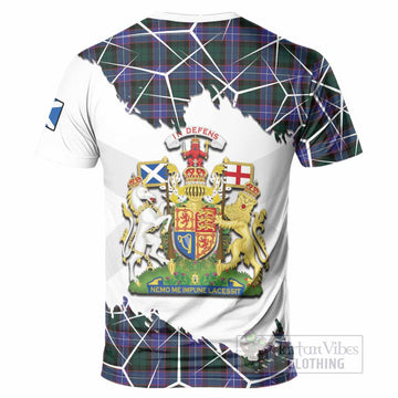 Hunter (Hunterston) Tartan T-Shirt with Family Crest and Lion Rampant Grunge Style