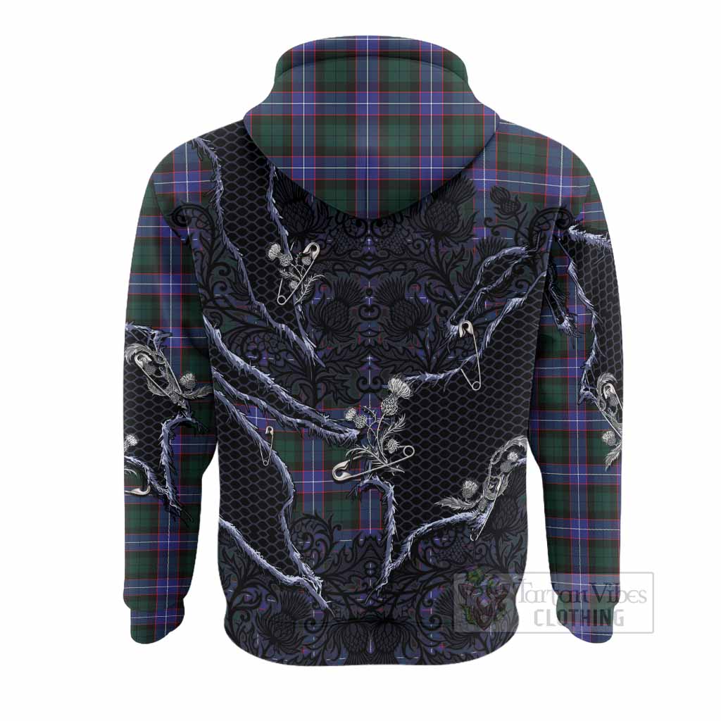Hunter (Hunterston) Tartan Thistle Dark Gothic Hoodie - Tartan Vibes Clothing