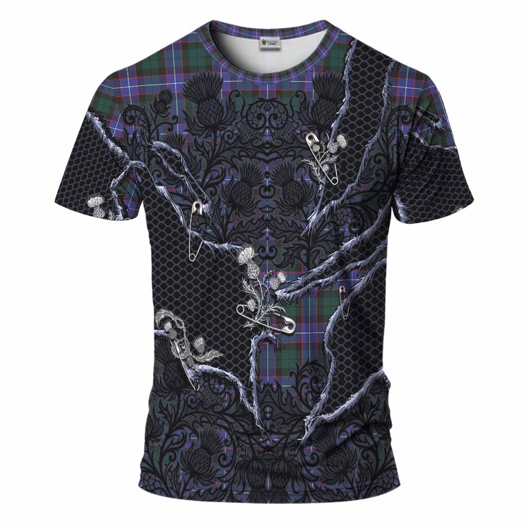 Hunter (Hunterston) Tartan Thistle Dark Gothic T-Shirt Kid's Shirt - Tartan Vibes Clothing