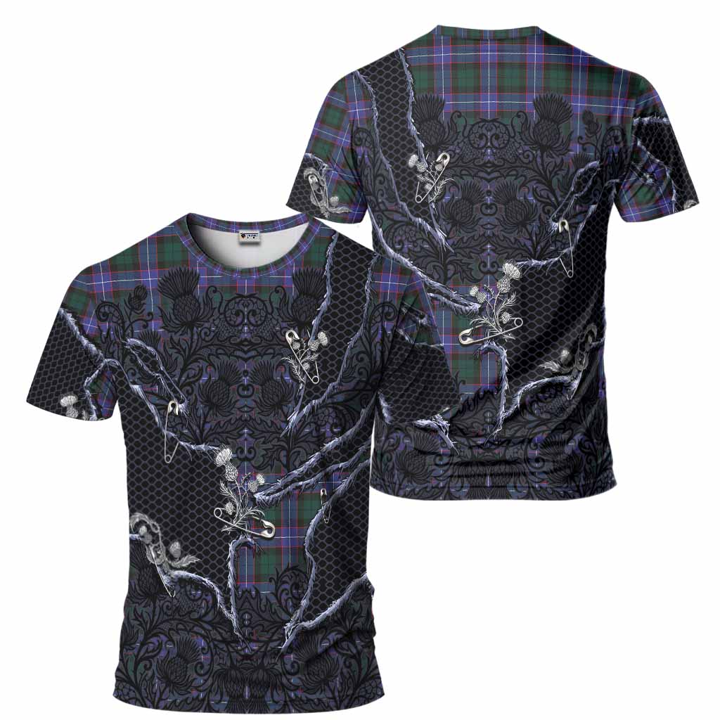 Hunter (Hunterston) Tartan Thistle Dark Gothic T-Shirt - Tartan Vibes Clothing