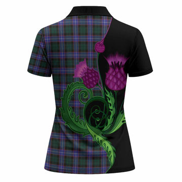 Hunter (Hunterston) Tartan Women Polo Shirt Traditional Scottish Thistle
