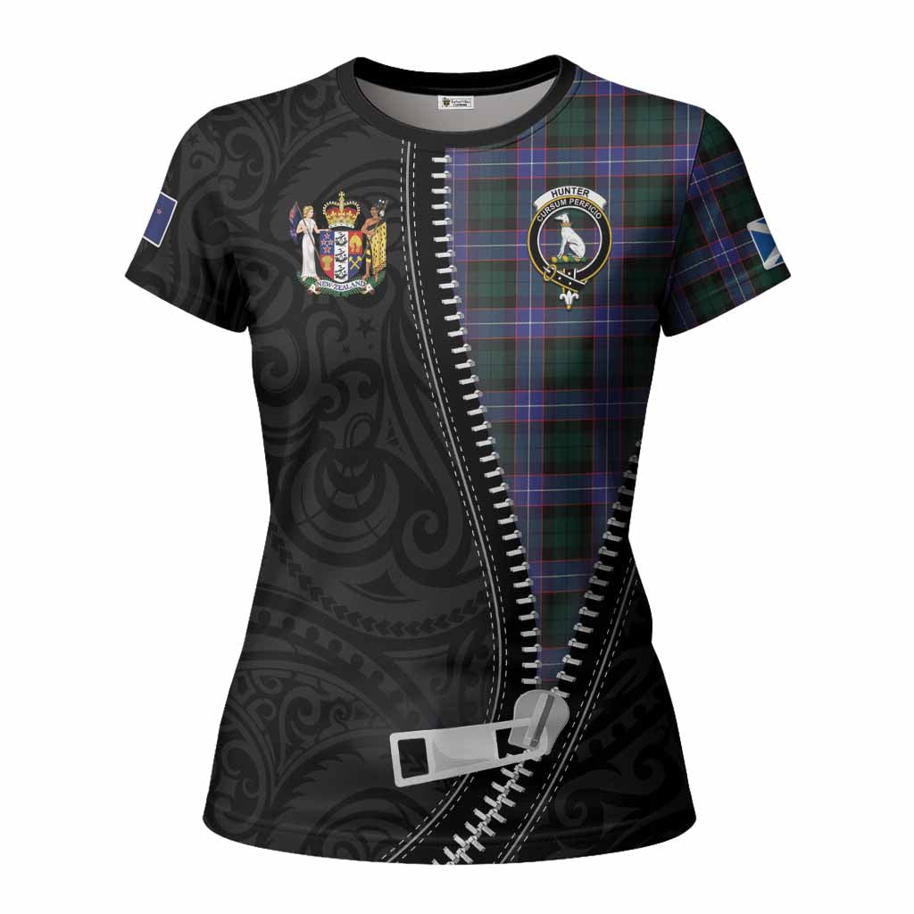 Hunter (Hunterston) Tartan Women T shirt New Zealand Pattern Unique Zipper Stylized